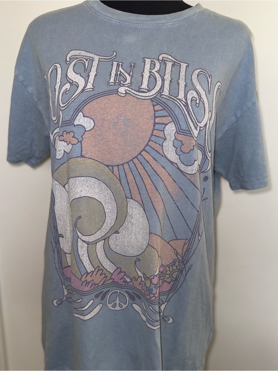 Hollister Tops - Hollister 100% Cotton ‘Lost in Bliss’ Light Blue Oversized Graphic Tee - S
